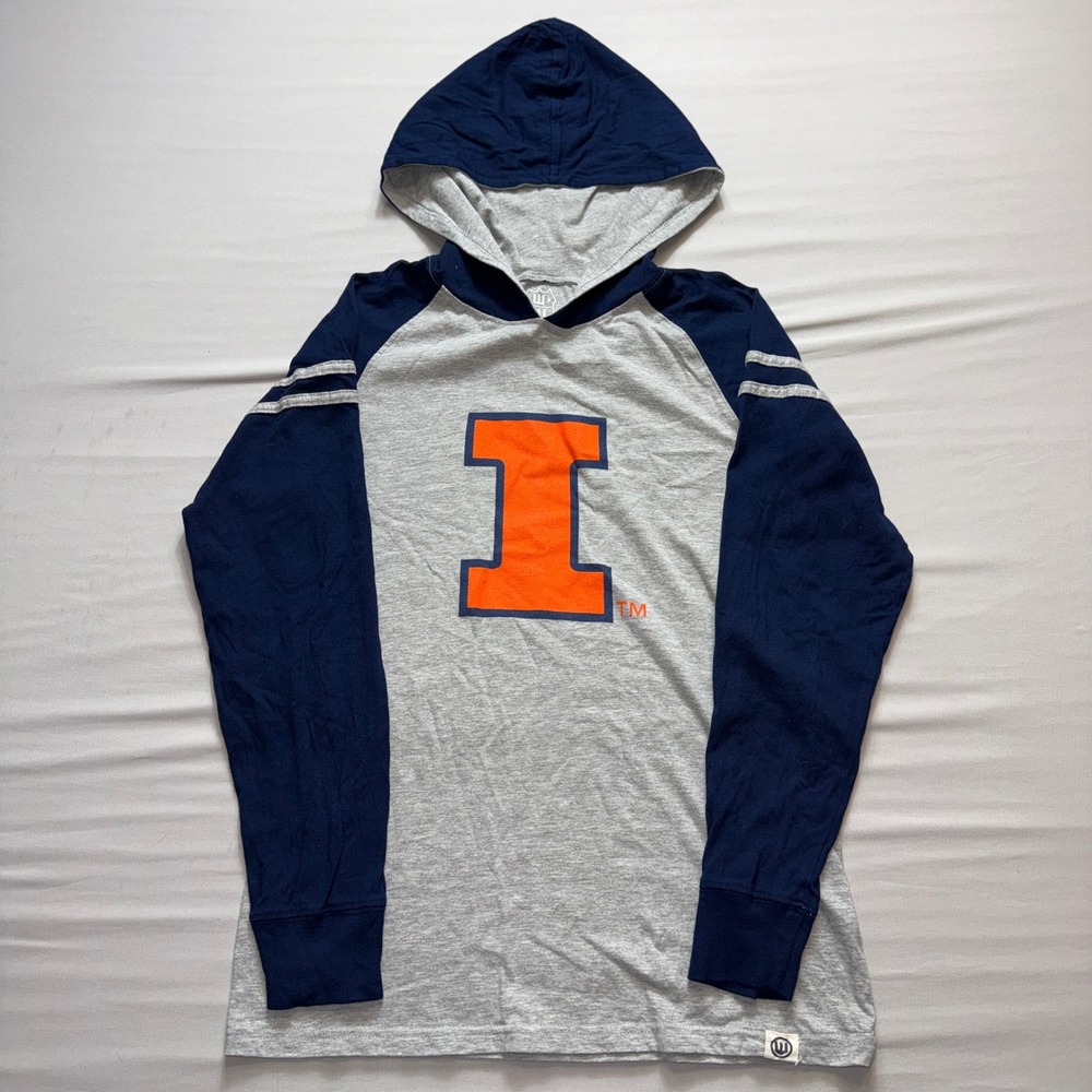 Wes and Willy Illinois Fighting Illini Kids XL 18/20 Hooded Raglan Shirt BWLST
